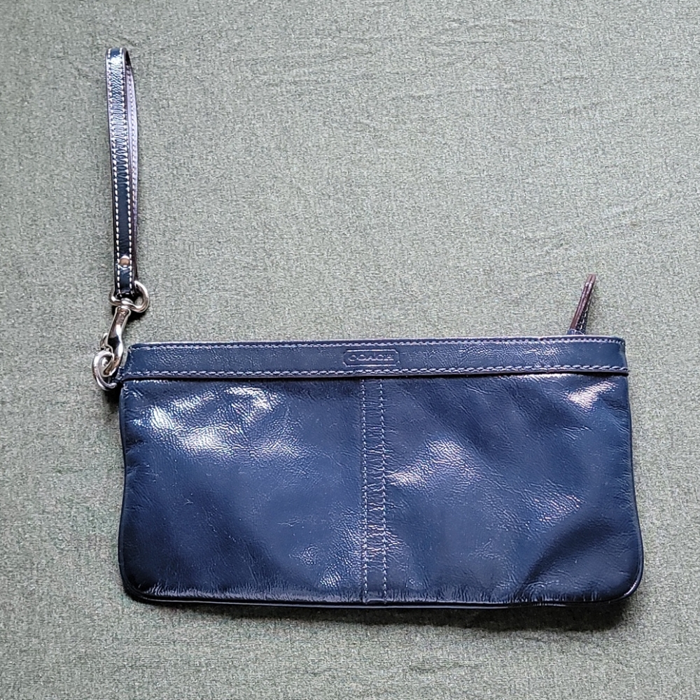 Large Blue Coach Wristlet